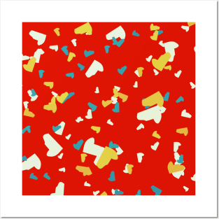 Abstract Terrazzo Tropical Red Blue Yellow Aesthetic Posters and Art